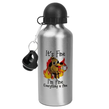 It's Fine I'm Fine Everything Is Fine, Metallic water jug, Silver, aluminum 500ml