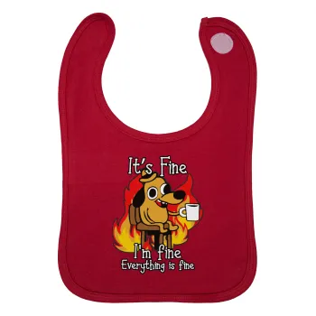 It's Fine I'm Fine Everything Is Fine, Σαλιάρα με Σκρατς Κόκκινη 100% Organic Cotton (0-18 months)