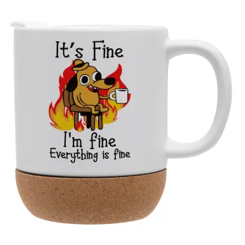 It's Fine I'm Fine Everything Is Fine, Κούπα, κεραμική με βάση φελού και καπάκι (ΜΑΤ), 330ml