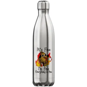 It's Fine I'm Fine Everything Is Fine, Μεταλλικό παγούρι θερμός Inox (Stainless steel), διπλού τοιχώματος, 750ml