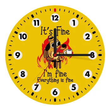 It's Fine I'm Fine Everything Is Fine, Wooden wall clock (20cm)