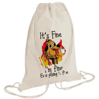 It's Fine I'm Fine Everything Is Fine, Τσάντα πλάτης πουγκί GYMBAG natural (28x40cm)