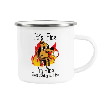It's Fine I'm Fine Everything Is Fine, Metallic enamel cup white 360ml
