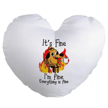 It's Fine I'm Fine Everything Is Fine, Μαξιλάρι καναπέ καρδιά 40x40cm περιέχεται το  γέμισμα
