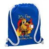 Backpack pouch GYMBAG Blue, with pocket (40x48cm) & thick cords