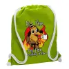Backpack bag GYMBAG LIME GREEN, with pocket (40x48cm) & thick cords