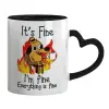 Mug heart black handle, ceramic, 330ml