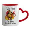 Mug heart red handle, ceramic, 330ml