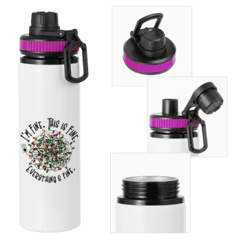 It's Fine I'm Fine Everything Is Fine, Μεταλλικό παγούρι νερού με καπάκι ασφαλείας, αλουμινίου 850ml