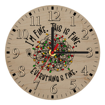 It's Fine I'm Fine Everything Is Fine, Ρολόι τοίχου ξύλινο plywood (20cm)