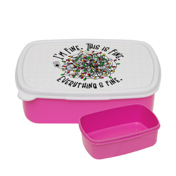 It's Fine I'm Fine Everything Is Fine, ΡΟΖ παιδικό δοχείο φαγητού (lunchbox) πλαστικό (BPA-FREE) Lunch Βox M18 x Π13 x Υ6cm