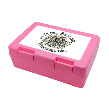 It's Fine I'm Fine Everything Is Fine, Children's cookie container PINK 185x128x65mm (BPA free plastic)