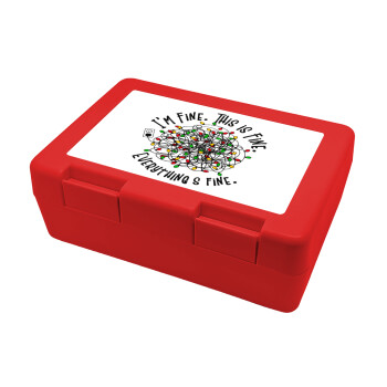 It's Fine I'm Fine Everything Is Fine, Children's cookie container RED 185x128x65mm (BPA free plastic)