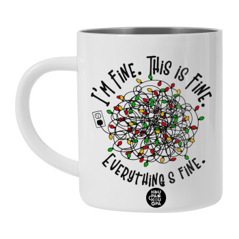 It's Fine I'm Fine Everything Is Fine, BIG Mug Stainless steel double wall (450ml, White)