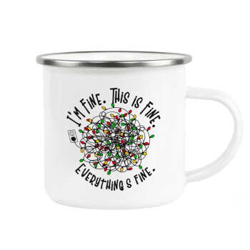 It's Fine I'm Fine Everything Is Fine, Metallic enamel cup white 360ml