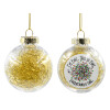 Transparent Christmas tree ball ornament with gold filling 8cm