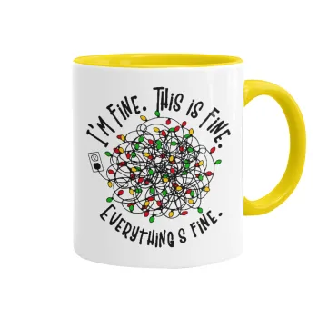 It's Fine I'm Fine Everything Is Fine, Κούπα χρωματιστή κίτρινη, κεραμική, 330ml