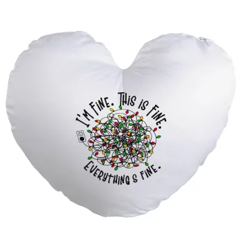 It's Fine I'm Fine Everything Is Fine, Μαξιλάρι καναπέ καρδιά 40x40cm περιέχεται το  γέμισμα