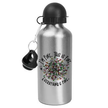 It's Fine I'm Fine Everything Is Fine, Metallic water jug, Silver, aluminum 500ml