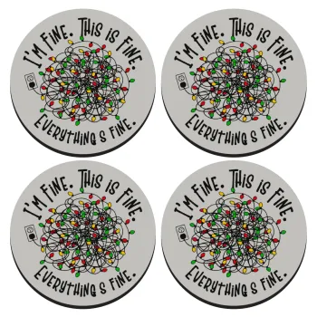 It's Fine I'm Fine Everything Is Fine, ΣΕΤ 4 Σουβέρ ξύλινα στρογγυλά (9cm)