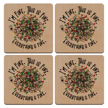 It's Fine I'm Fine Everything Is Fine, ΣΕΤ x4 Σουβέρ ξύλινα τετράγωνα plywood (9cm)