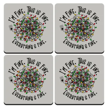 It's Fine I'm Fine Everything Is Fine, ΣΕΤ 4 Σουβέρ ξύλινα τετράγωνα (9cm)