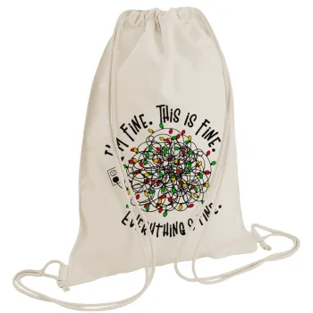 It's Fine I'm Fine Everything Is Fine, Τσάντα πλάτης πουγκί GYMBAG natural (28x40cm)