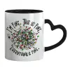 Mug heart black handle, ceramic, 330ml