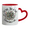 Mug heart red handle, ceramic, 330ml