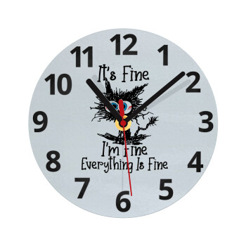 Cat, It's Fine I'm Fine Everything Is Fine, Ρολόι τοίχου γυάλινο (20cm)