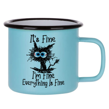 Cat, It's Fine I'm Fine Everything Is Fine, Κούπα Μεταλλική εμαγιέ ΜΑΤ σιέλ 360ml