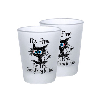 Cat, It's Fine I'm Fine Everything Is Fine, Σφηνοπότηρα γυάλινα 45ml του πάγου (2 τεμάχια)