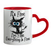 Mug heart red handle, ceramic, 330ml