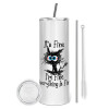 Tumbler stainless steel 600ml, with metal straw & cleaning brush