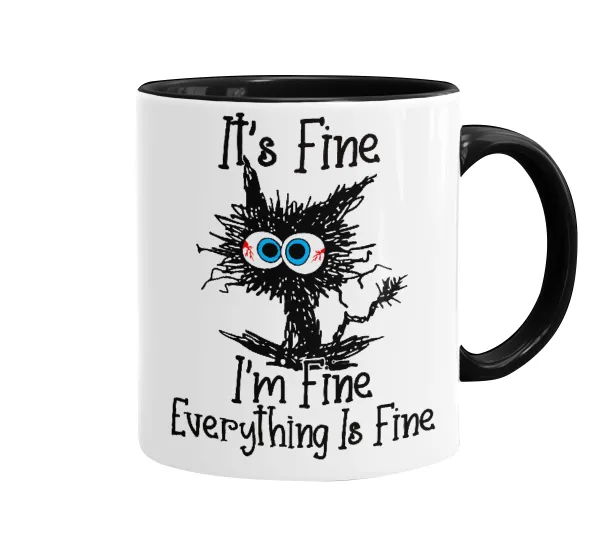 Cat — Mug colored black, ceramic, 330ml