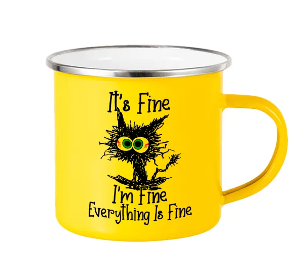 Cat — Yellow Enamel Metallic Cup 360ml