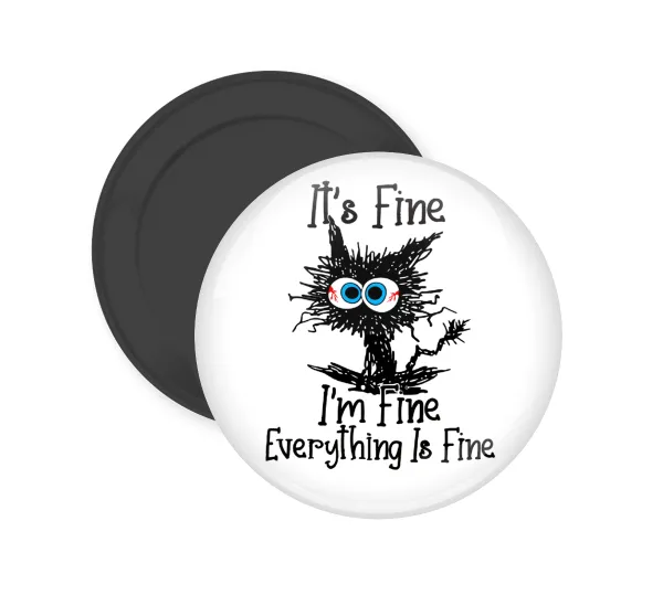 Cat — Round fridge magnet, 5cm