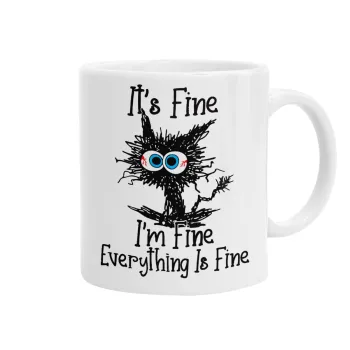 Cat, It's Fine I'm Fine Everything Is Fine, Κούπα, κεραμική, 330ml