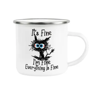 Cat, It's Fine I'm Fine Everything Is Fine, Κούπα Μεταλλική εμαγιέ λευκη 360ml