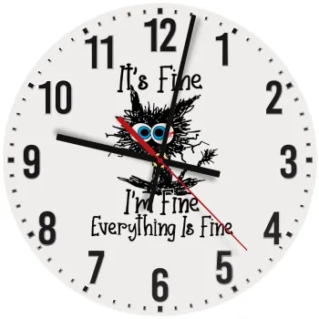 Cat, It's Fine I'm Fine Everything Is Fine, Ρολόι τοίχου ξύλινο (30cm)