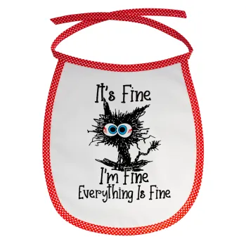 Cat, It's Fine I'm Fine Everything Is Fine, Σαλιάρα μωρού αλέκιαστη με κορδόνι Κόκκινη