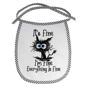 Cat, It's Fine I'm Fine Everything Is Fine, Σαλιάρα μωρού αλέκιαστη με κορδόνι Μαύρη