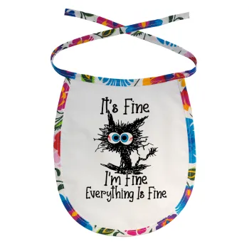 Cat, It's Fine I'm Fine Everything Is Fine, Σαλιάρα μωρού αλέκιαστη με κορδόνι Χρωματιστή