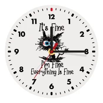 Cat, It's Fine I'm Fine Everything Is Fine, Ρολόι τοίχου ξύλινο (20cm)