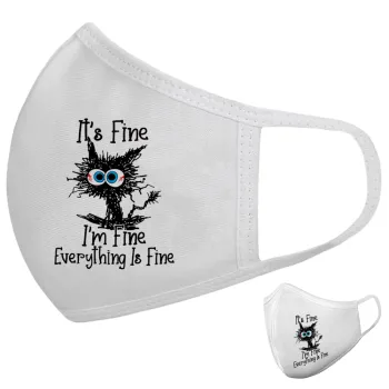Cat, It's Fine I'm Fine Everything Is Fine, Μάσκα υφασμάτινη υψηλής άνεσης παιδική (Δώρο πλαστική θήκη)