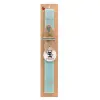 Easter Set, wooden keychain & aromatic flat Easter candle (30cm) (TURQUOISE)