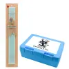 Easter Set, children's snack container BLUE & Easter aromatic flat candle (30cm) (TURQUOISE)