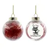 Transparent Christmas tree ball ornament with red filling 8cm
