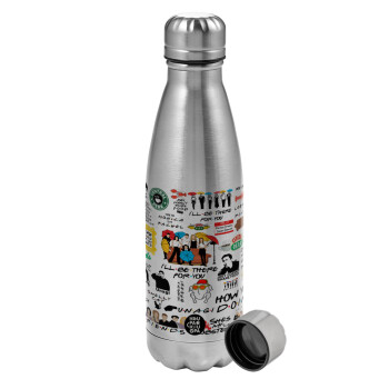 Friends, Metallic water bottle, stainless steel, 750ml