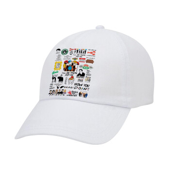 Friends, Καπέλο ενηλίκων Jockey Λευκό (snapback, 5-φύλλο, unisex)